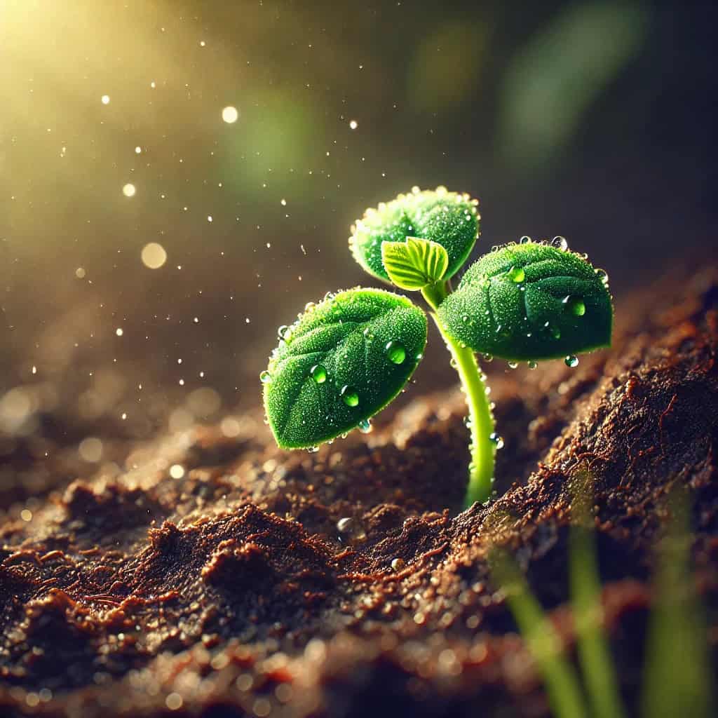 A Seedling Emerging Through the Soil