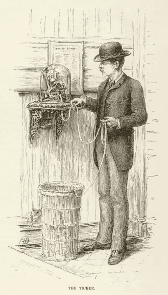 vintage trader reading the ticker