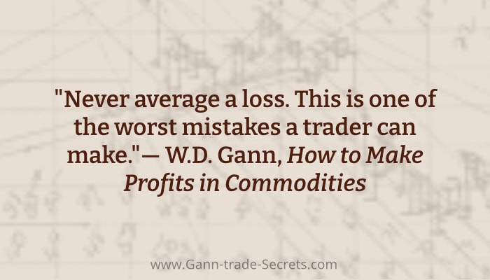 W.D. Gann quote on averaging a loss: Never average a loss. This is one of the worst mistakes a trader can make